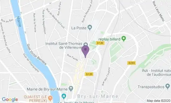 Localisation BNP Paribas Agence de Bry sur Marne