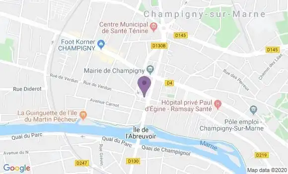 Localisation BNP Paribas Agence de Champigny sur Marne