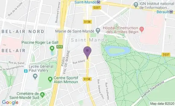 Localisation BNP Paribas Agence de Saint Mandé Eglise