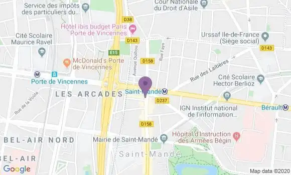 Localisation BNP Paribas Agence de Saint Mandé Tourelle