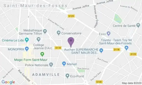 Localisation BNP Paribas Agence de Saint Maur des Fossés Adamville