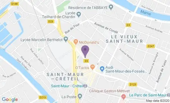 Localisation BNP Paribas Agence de Saint Maur des Fossés
