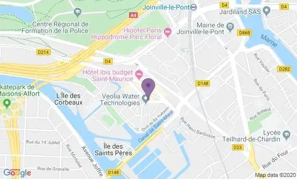 Localisation BNP Paribas Agence de Saint Maurice Bord de Marne