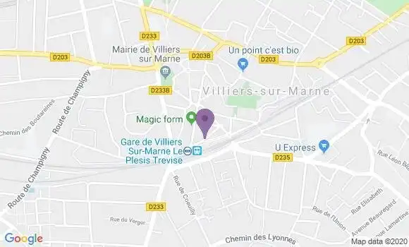 Localisation BNP Paribas Agence de Villiers sur Marne