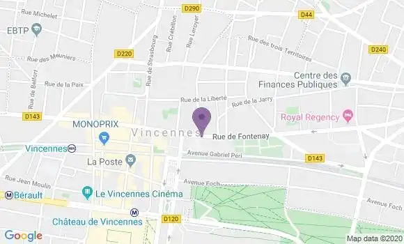 Localisation BNP Paribas Agence de Vincennes Marigny