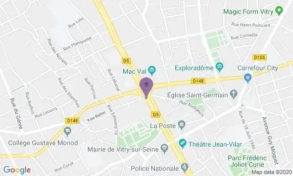 Localisation BNP Paribas Agence de Vitry sur Seine