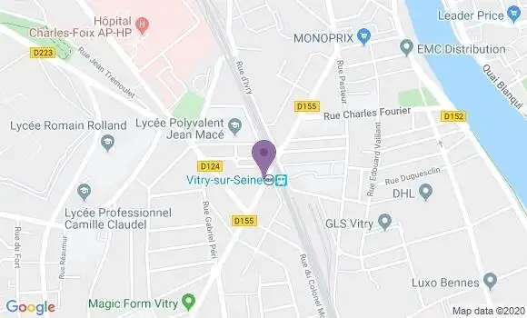 Localisation BNP Paribas Agence de Vitry sur Seine Gare