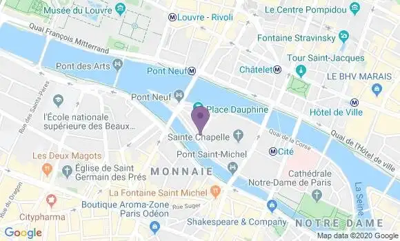 Localisation BNP Paribas Agence de Paris Place Dauphine