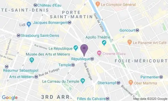 Localisation BNP Paribas Agence de Paris République