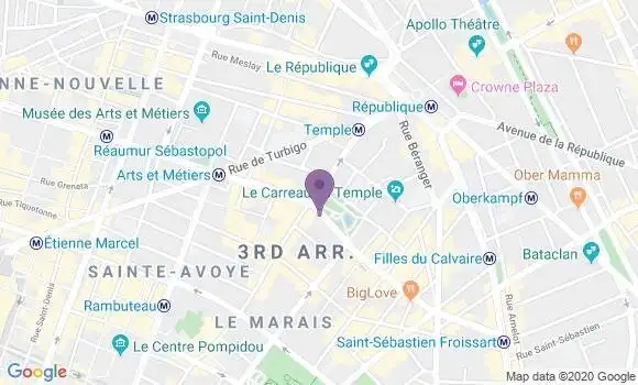 Localisation BNP Paribas Agence de Paris Square du Temple