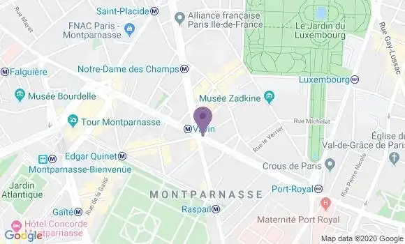 Localisation BNP Paribas Agence de Paris Vavin