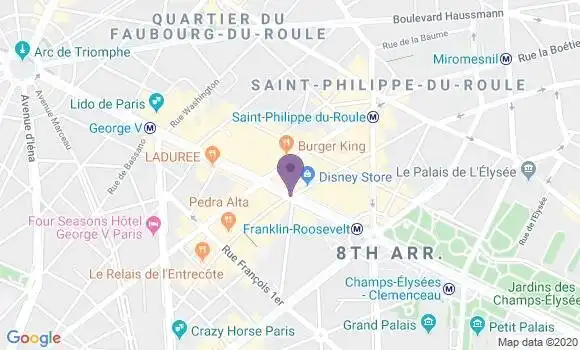 Localisation BNP Paribas Agence de Paris Champs Elysées
