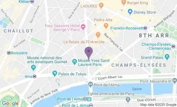 Localisation BNP Paribas Agence de Paris George V Marbeuf