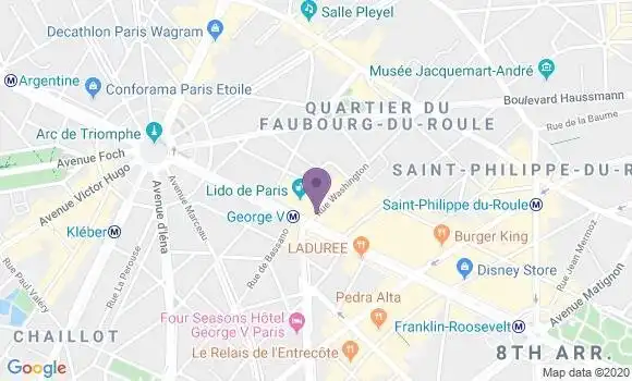 Localisation BNP Paribas Agence de Paris Rue Washington