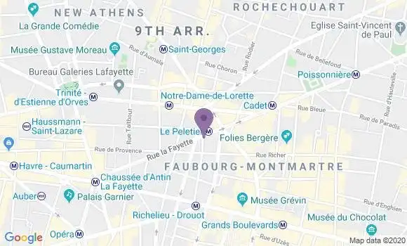 Localisation BNP Paribas Agence de Paris la Fayette