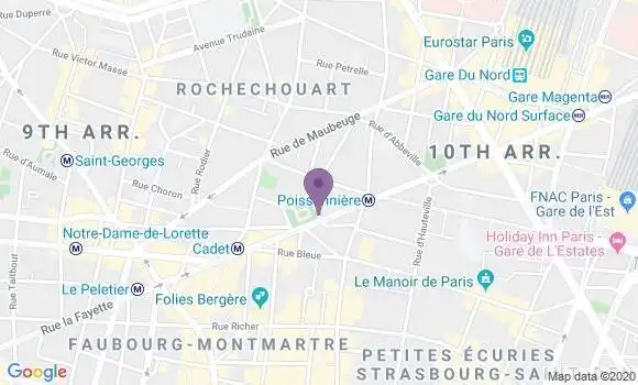 Localisation BNP Paribas Agence de Paris Montholon