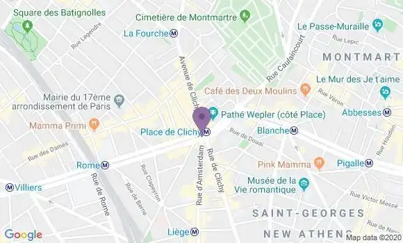 Localisation BNP Paribas Agence de Paris Place Clichy