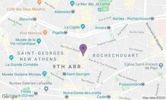 Localisation BNP Paribas Agence de Paris Rue des Martyrs