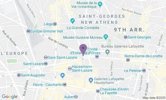 Localisation BNP Paribas Agence de Paris Trinité
