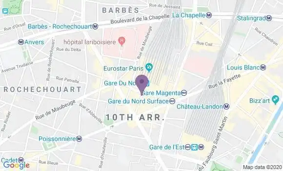 Localisation BNP Paribas Agence de Paris Gare du Nord