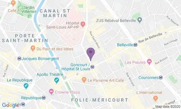 Localisation BNP Paribas Agence de Paris Goncourt