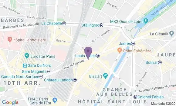 Localisation BNP Paribas Agence de Paris Louis Blanc