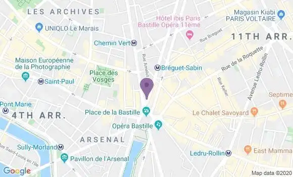 Localisation BNP Paribas Agence de Paris Bastille