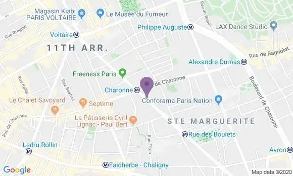 Localisation BNP Paribas Agence de Paris Charonne