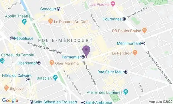 Localisation BNP Paribas Agence de Paris Parmentier Oberkampf