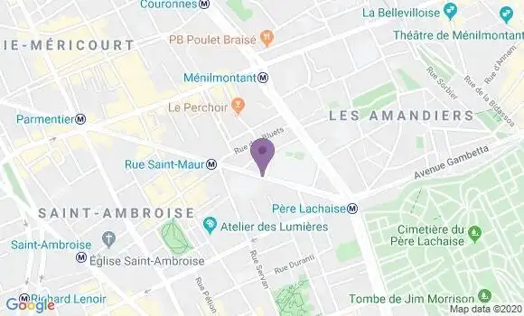 Localisation BNP Paribas Agence de Paris Père Lachaise