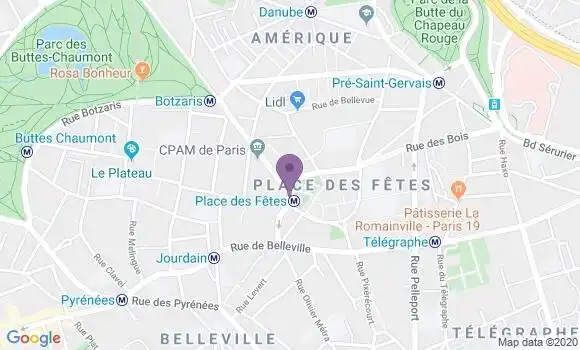 Localisation LCL Agence de Paris Place des Fêtes