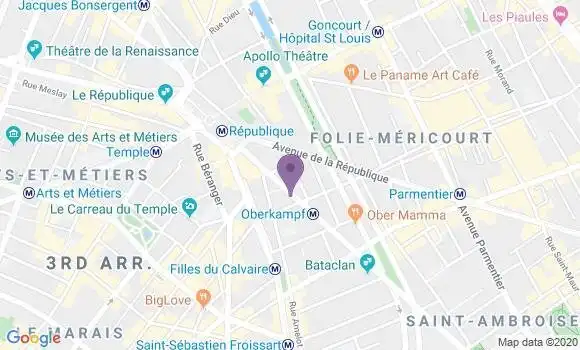Localisation BNP Paribas Agence de Paris Voltaire