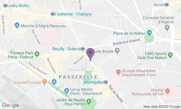 Localisation BNP Paribas Agence de Paris Reuilly