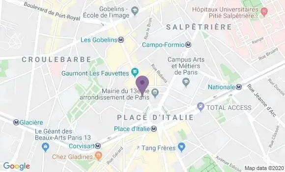 Localisation BNP Paribas Agence de Paris Gobelins