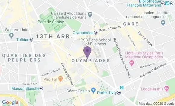 Localisation BNP Paribas Agence de Paris Olympiades