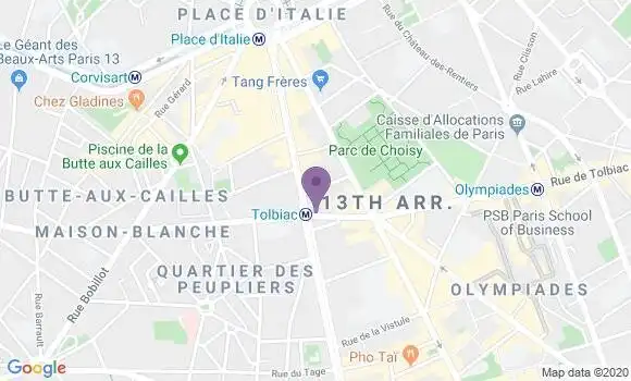 Localisation BNP Paribas Agence de Paris Tolbiac