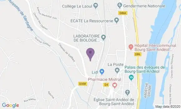 Localisation LCL Agence de Bourg Saint Andéol