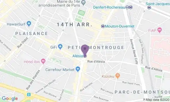 Localisation BNP Paribas Agence de Paris Alésia