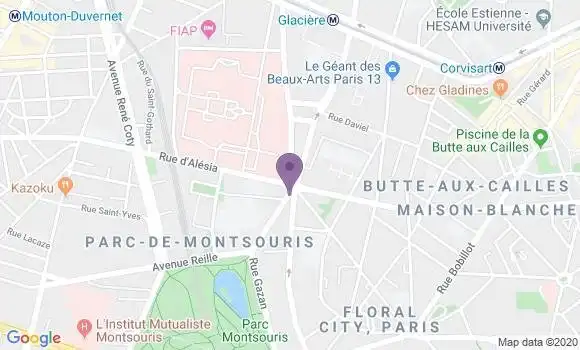 Localisation BNP Paribas Agence de Paris Parc Montsouris