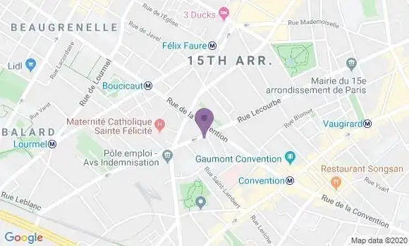 Localisation BNP Paribas Agence de Paris Lecourbe