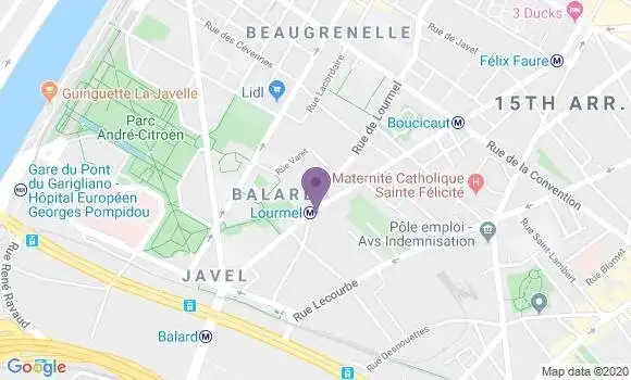 Localisation BNP Paribas Agence de Paris Lourmel