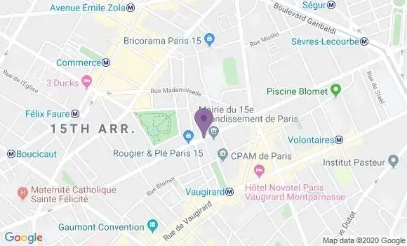 Localisation BNP Paribas Agence de Paris Mairie du 15ème