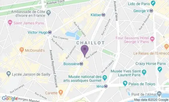 Localisation BNP Paribas Agence de Paris Avenue Kleber