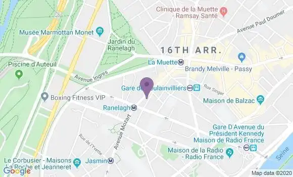 Localisation BNP Paribas Agence de Paris Mozart