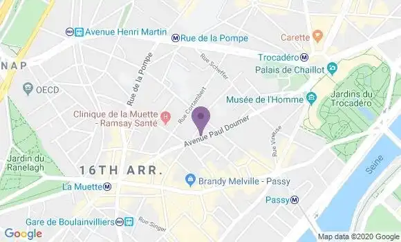 Localisation BNP Paribas Agence de Paris Paul Doumer