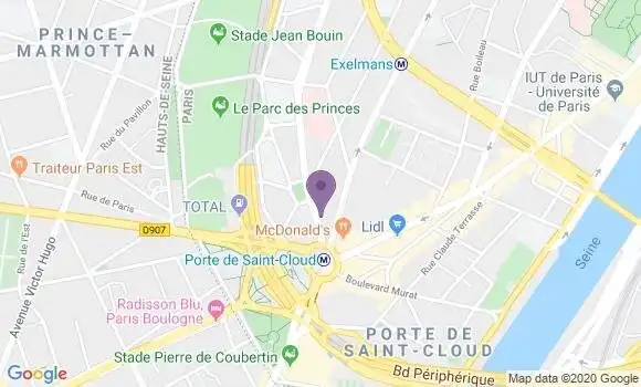Localisation BNP Paribas Agence de Paris Porte de Saint Cloud