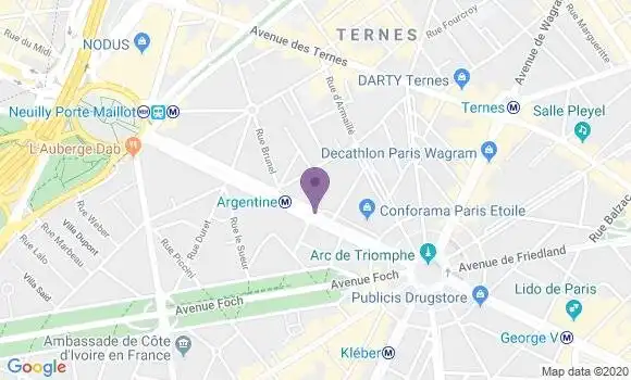 Localisation BNP Paribas Agence de Paris Avenue Grande Armée