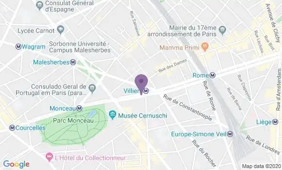 Localisation BNP Paribas Agence de Paris Courcelles