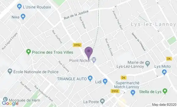 Localisation LCL Agence de Lys lez Lannoy