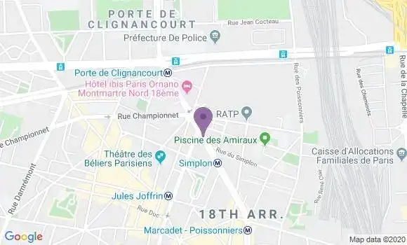 Localisation BNP Paribas Agence de Paris Simplon
